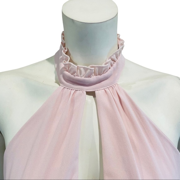 Lulu’s First Comes Love Pink Chiffon Halter Maxi Dress - Picture 3 of 13